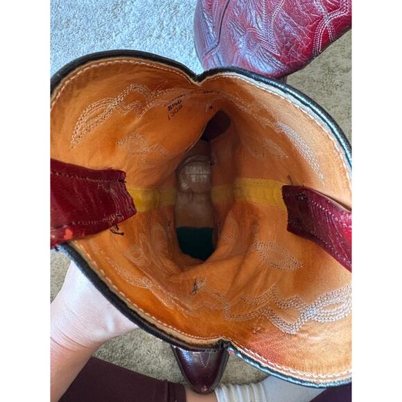 Vintage Heritage West Cowboy Leather Boots Maroon Western 8/12 D - Picture 5 of 7